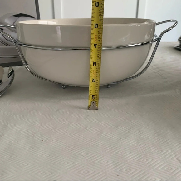 Godinger Siena 4 PC Salad Serving bowl Set Round Chrome Serving Rack serve ware - Picture 6 of 8